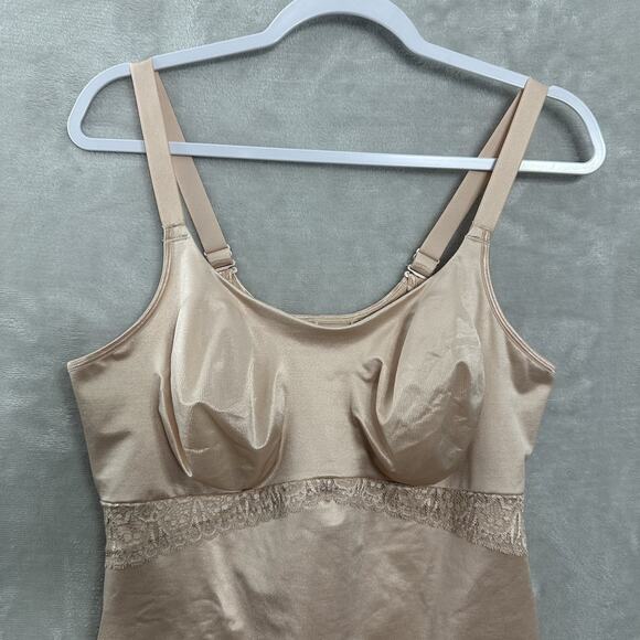Ruby Ribbon Lace Full Support Cami 44 Beige Style #3024 Adjustable Shape Wear - Picture 3 of 14